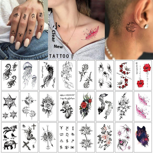 HKM-770515 Waterproof English Letter and Floral Butterfly Sketch Tattoo Stickers (K-161 to K-200)