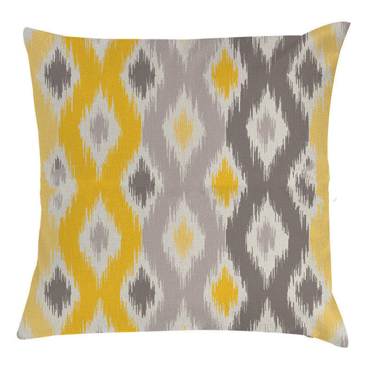 HKM-771539 Linen Hand-Painted Bee and Owl Sofa Pillowcase in Modern Geometric Design, 45x45cm