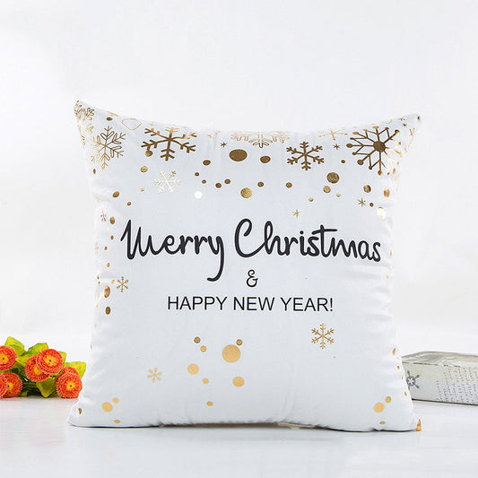 HKM-771795 Bronzing Design Christmas Pillowcase - Super Soft Fabric with Invisible Zipper