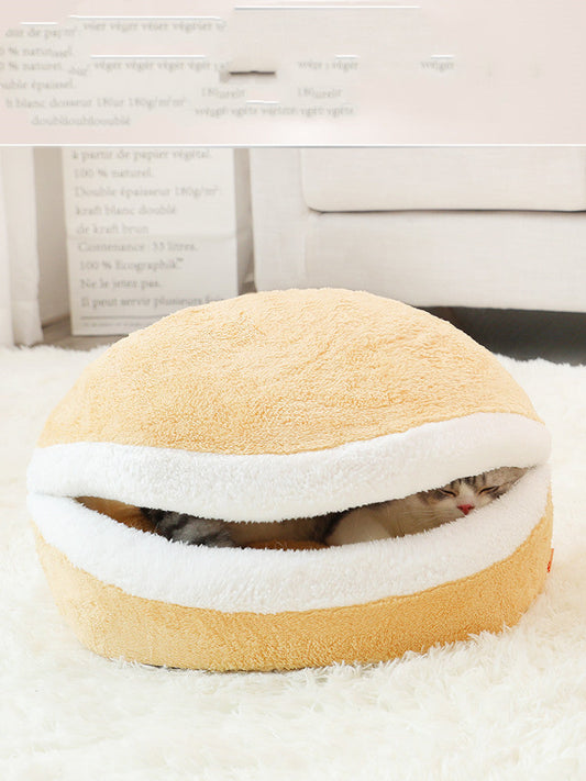 HKM-771923 Cozy Closed Cat Bed Mat with Removable Cushion for Warm Summer Comfort