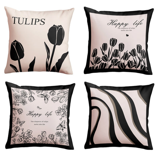 HKM-772691 Retro Sunflower Jacquard Pillow Cover - European Classical Design, 40x40cm, 45x45cm, and 50x50cm Options