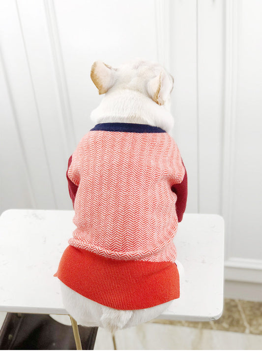 HKM-773459 Cozy Rabbit Fleece Dog and Cat Sweater in Orange and Maroon