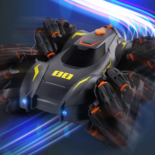 HKM-774291 2.4GHz Double-Sided Remote Control Stunt Car with Light Spray Effect for Kids