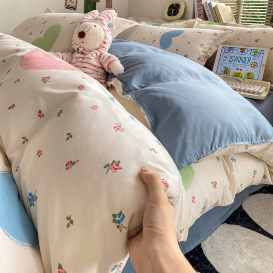 HKM-775827 Washed Cotton Plant and Flower Bed Quilt Cover – Available in Multiple Sizes