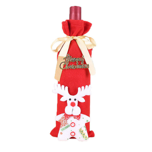 HKM-776467 Cashmere Cloth Wine Bottle Cover with Sponge Padding, 12 x 34 cm
