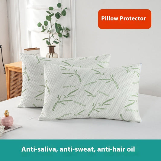 HKM-777299 Green Bamboo Leaf Quilted Air Layer Pillow Inner Cover, 48 x 74cm, 100% Bamboo Fiber