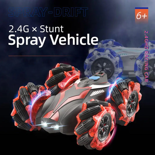 HKM-777747 Dual-Side Spray RC Stunt Car - 360° Rotating Remote Control Truck for Kids 5+
