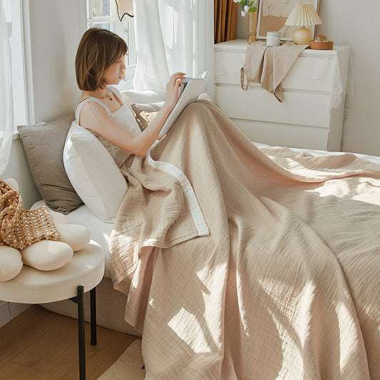 HKM-778323 Four-Layer Solid Color Pure Cotton Towel Blanket in Two Sizes, Japanese Style