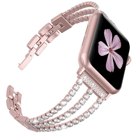 HKM-779987 Women's Solid Color Diamond Strap for Apple Watch - Alloy, Available in Multiple Sizes and Colors