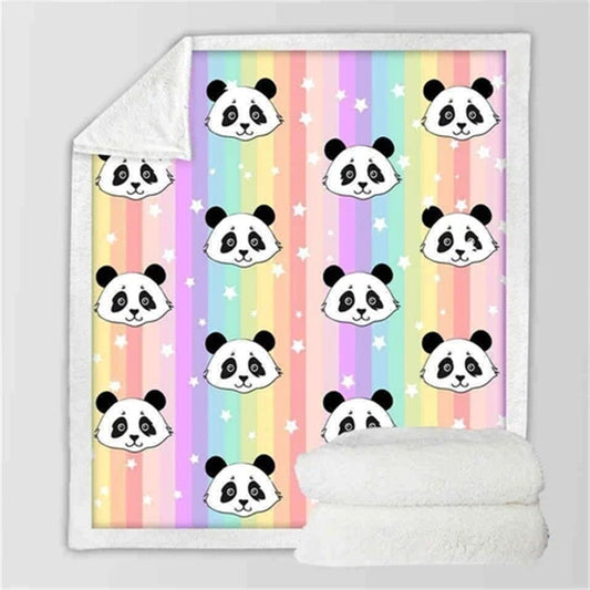 HKM-782995 Cozy Coral Fleece Panda Series Flannel Blanket - Soft & Warm