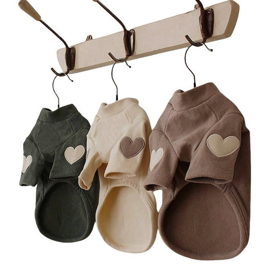HKM-784659 Cozy Embroidered Dog Sweater for Autumn and Winter in Beige, Pink, Dark Green, and Brown