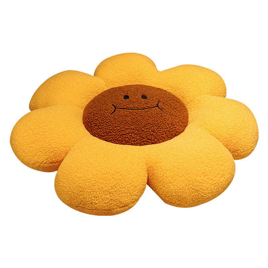 HKM-785363 Cartoon Sunflower Embroidered Throw Pillow for Bay Window – Modern Decorative Cushion