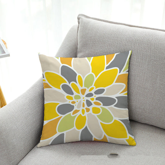 HKM-786131 Art Flower Geometry Peach Skin Velvet Pillow Cover - Modern 45x45cm Design