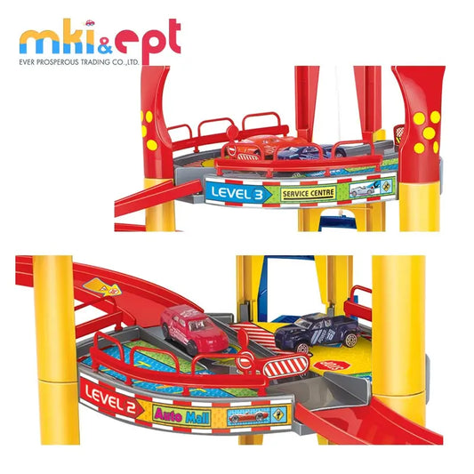 HKM-787027 Giant Parking Lot Toy Car Garage Play Set for Ages 2-13, Eco-Friendly ABS Plastic, Colorful Design
