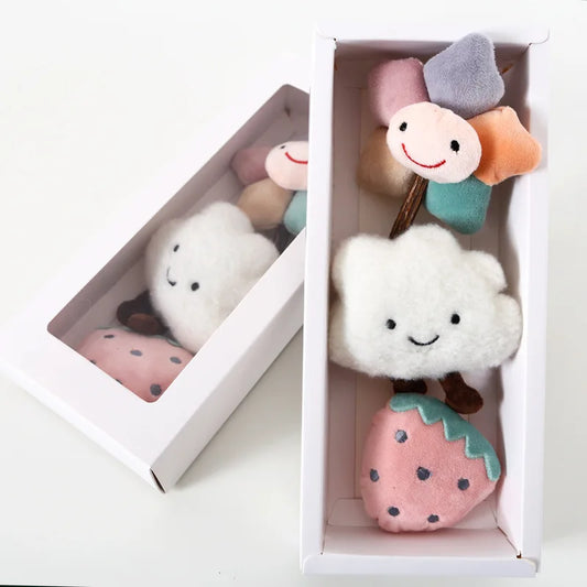 HKM-787219 Plush Cartoon Cat Stick with Bell - Interactive Strawberry Flower Toy for Pets