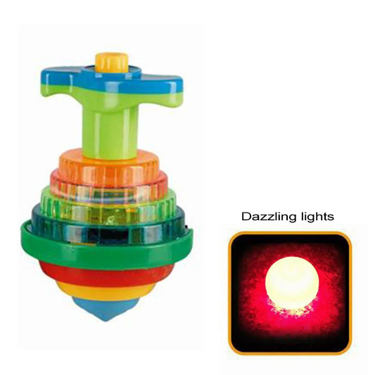HKM-788115 LED Rainbow Light Spinning Top Toy with Music for Kids, Rotating Gyro Effect, Ages 3 and Up