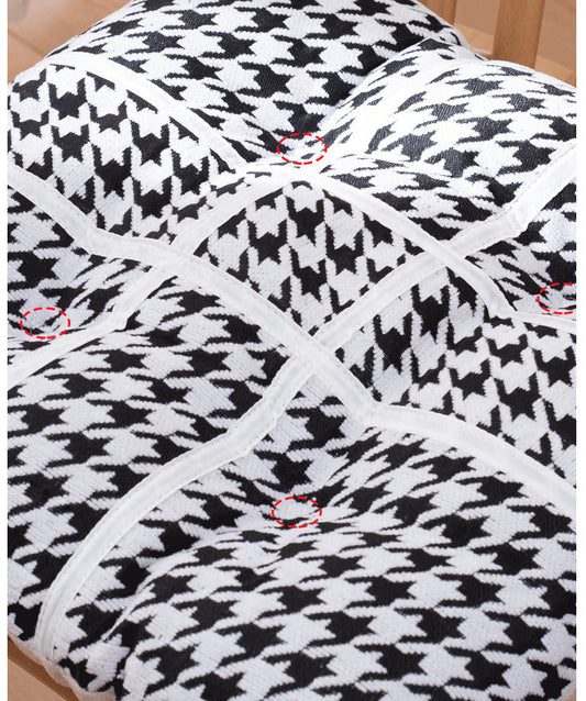 HKM-797651 Houndstooth Pattern Student Dormitory Seat Cushion with Straps - Autumn & Winter Comfort