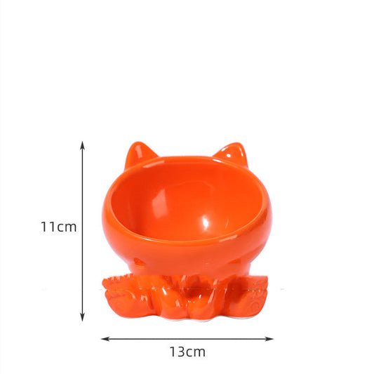HKM-798099 Bevel Ceramic Neck Bowl for Cats - Available in Multiple Colors