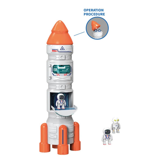 HKM-800851 Educational Space Exploration Shuttle Toy with Sound & Music for Kids, Building Blocks Set for Ages 2-7