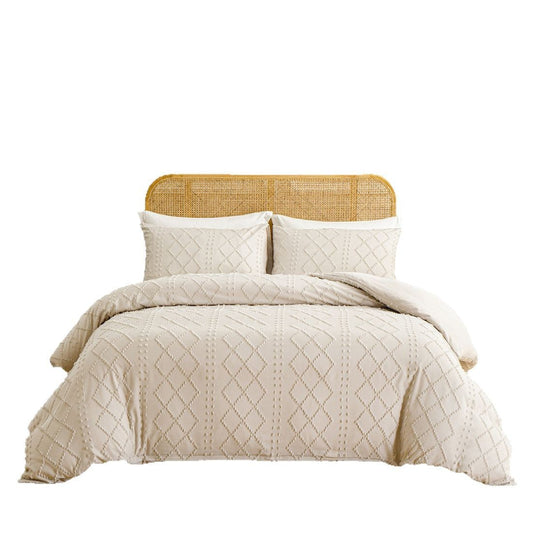 HKM-808595 Solid Color Tufted Quilt Set with Pillowcases - Multiple Sizes Available