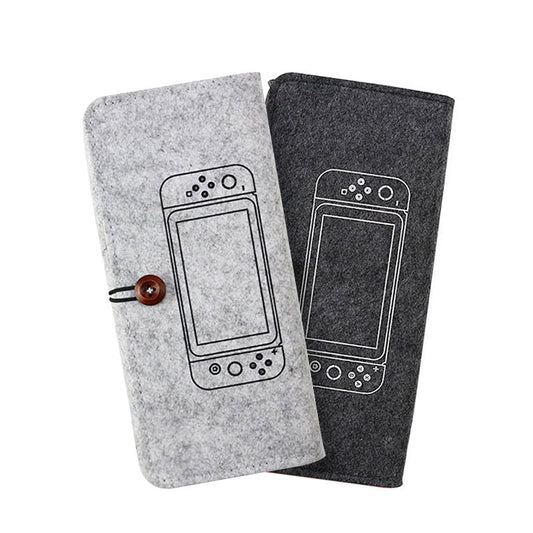 HKM-810963 Felt Pouch Bag for Nintendo Switch with Game Card Slots and Double Layer Storage
