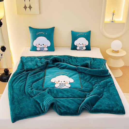 HKM-812243 Cute Dog Multifunctional Pillow Quilt with Bamboo Charcoal Filling - Available in Multiple Colors and Sizes