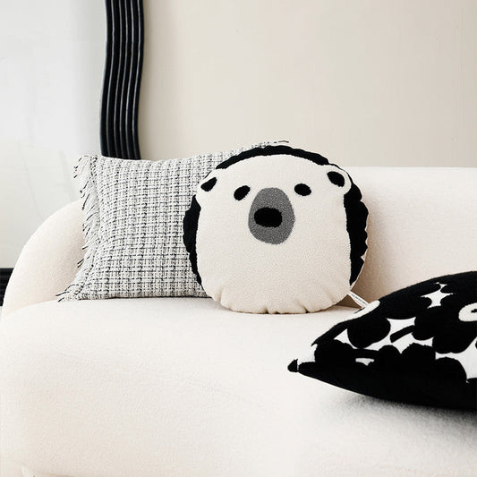 HKM-813459 Cute Round Cartoon Pillow for Kids - 50cm Plush Cushion featuring Red Panda, Koala, and Polar Bear Designs