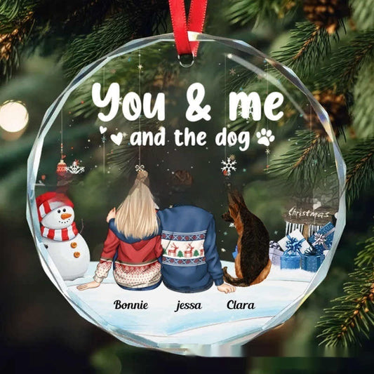 HKM-815507 Christmas Crystal Round Pendant – Glass Transparent Design with Cartoon Pattern, 80mm