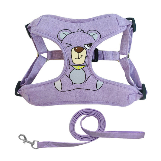 HKM-817043 Adjustable Dog Traction Rope with Chest Strap in Lavender, Mint Green, and Peach Powder
