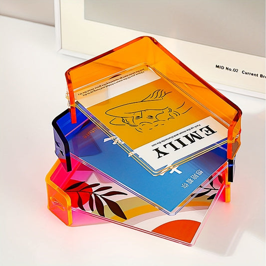 HKM-817939 Creative 4x6 Inch Colorful Acrylic Photo Frame Box with Gradient Design