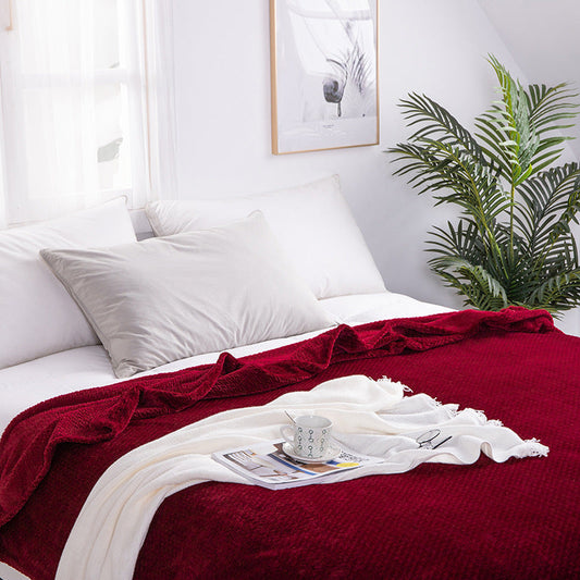 HKM-818003 Thick Coral Fleece Flannel Blanket in Various Colors