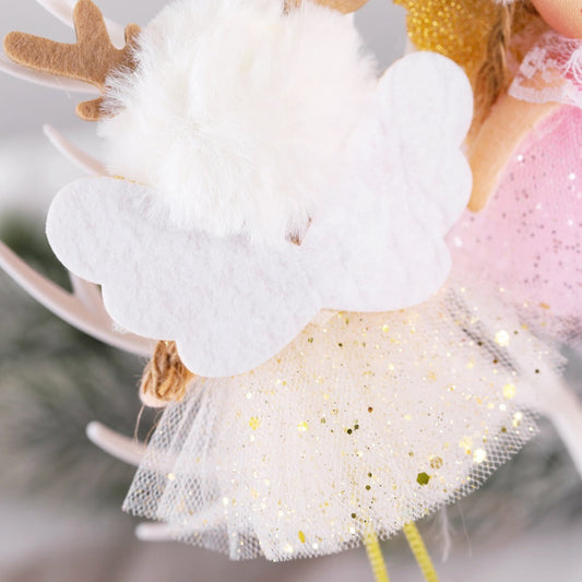 HKM-818131 Christmas Sequined Veil Angel Pendant with Bell for Festive Decor and Gifting