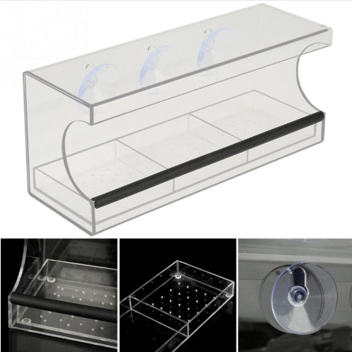 HKM-819091 Transparent Acrylic Feeder for Medium-Sized Pets - 30x10x14 cm