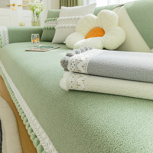 HKM-823507 Universal Chenille Sofa Cushion Cover in Solid Colors - Multiple Sizes Available