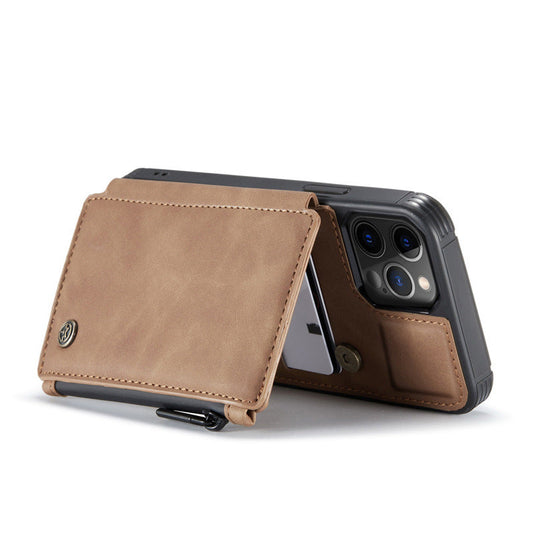 HKM-823699 Frosted Retro Multifunctional Zipper Wallet Phone Case for iPhone Models