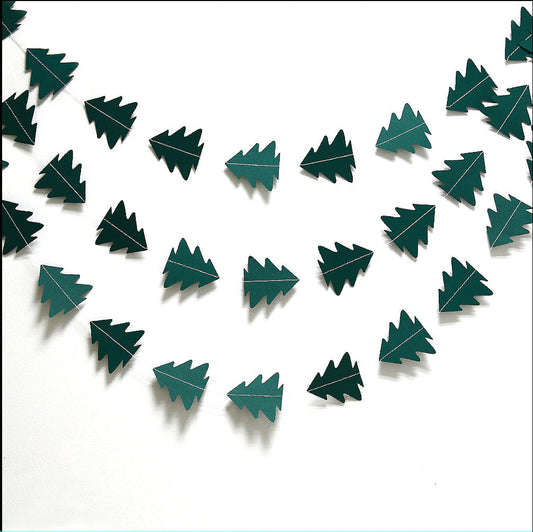 HKM-825043 Christmas Pull Flag Ornaments - Mirror & Glitter Paper Decorations, 30 Pieces, 6.5 cm High, 4 Meters Long, Various Colors