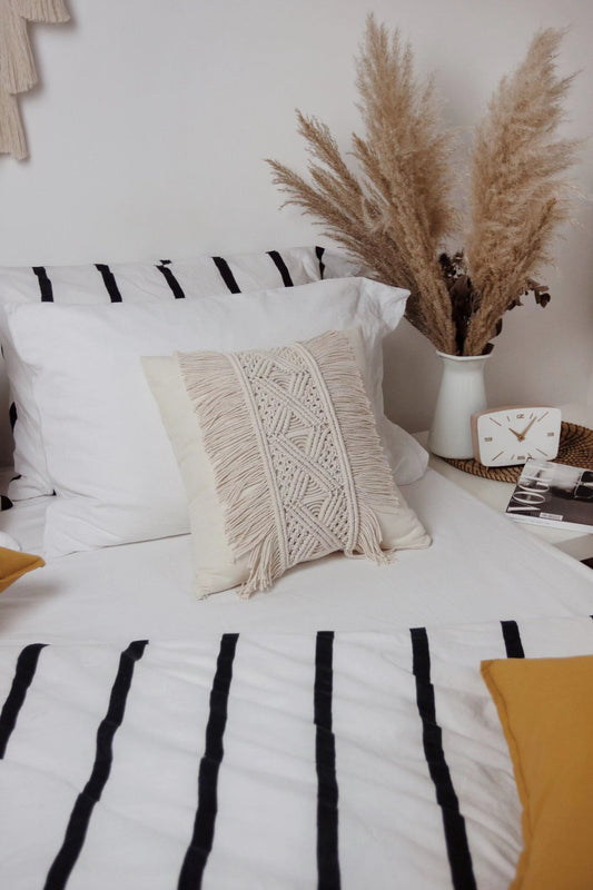HKM-827027 Nordic Cotton Woven Tassel Pillowcase - 45x45cm Living Room Decor