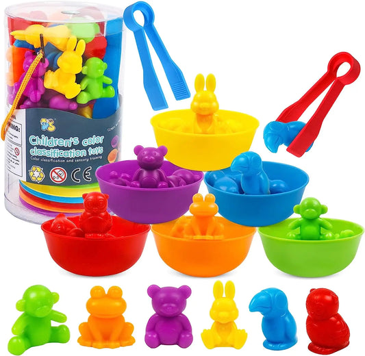 HKM-833619 Montessori Sensory Counting Dinosaur Game with Shape Matching and Sorting Cups for Kids