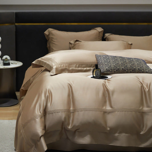 HKM-836435 Solid Color Lyocell Tencel Four-Piece Bedding Set for Multiple Bed Sizes