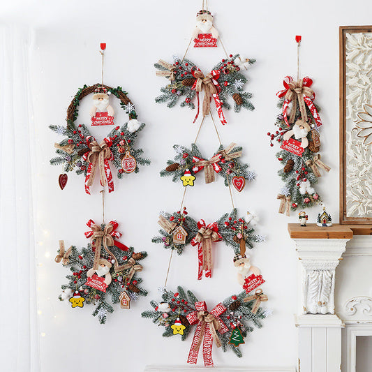 HKM-840531 Creative Christmas Bowknot Garland with Snowflake and Tree-shaped Pendants