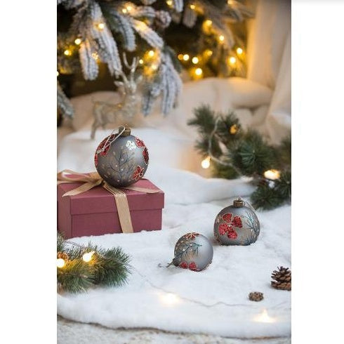 HKM-844627 Multi-Colored Glass Christmas Ball Ornaments - Set of 4 Decorative Hanging Tree Accents