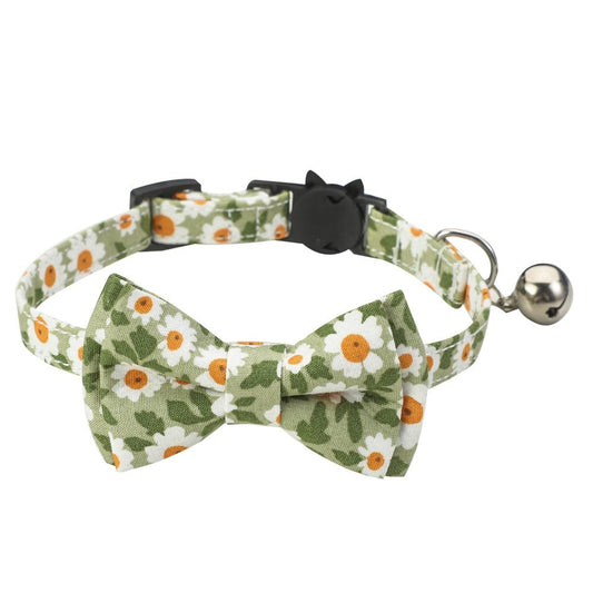 HKM-845715 Cotton Small Floral Cat Collar Pet Bow
