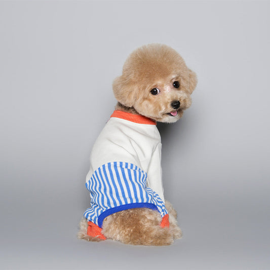 HKM-847123 Striped Cotton Color Blocking Jumpsuit for Pets