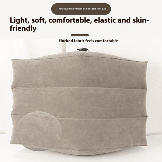 HKM-854035 Inflatable Gray Leg Pillow with Supporting Foot Mat - PVC Flocking Wedge Design