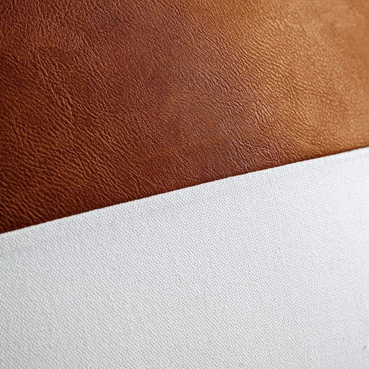 HKM-855123 PU Cotton Canvas Double-Stitched Leather Sofa Cushion Cover - Solid Color Options, 45x45 cm
