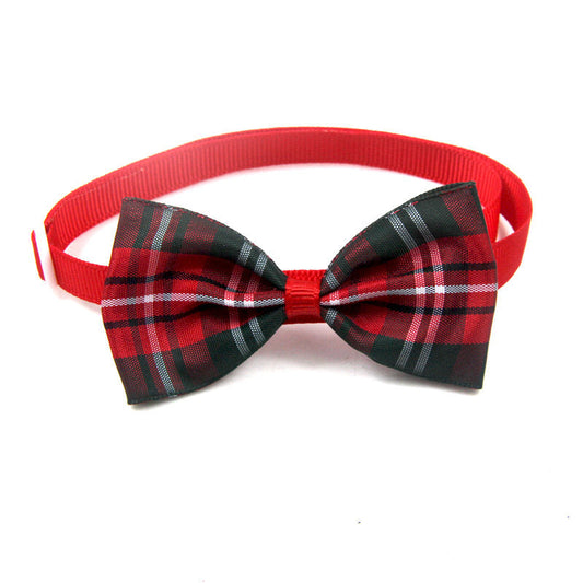 HKM-858195 Plaid Pet Scarf and Bow Tie Set for Cats and Dogs