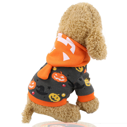 HKM-861843 Pumpkin Transformation Hooded Costume for Dogs - Fun Pet Apparel for Halloween and Christmas