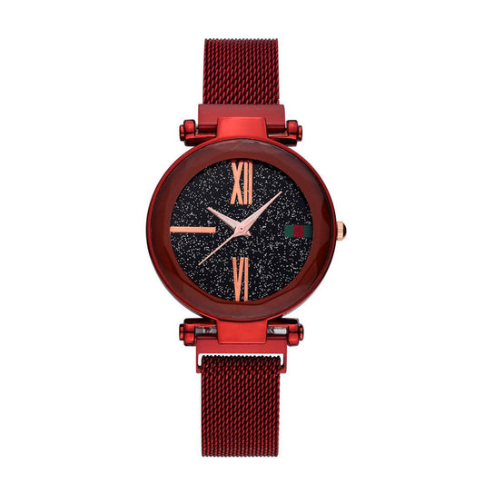 HKM-864787 Elegant Women's Magnet Watch with Stainless Steel Strap, Round Dial, Multiple Color Options