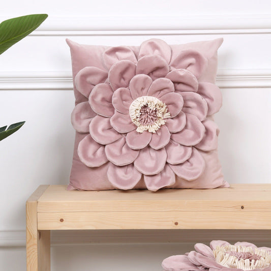 HKM-866387 Three-Dimensional Embroidered Flannel Pillowcase with Floral Design - 45x45cm