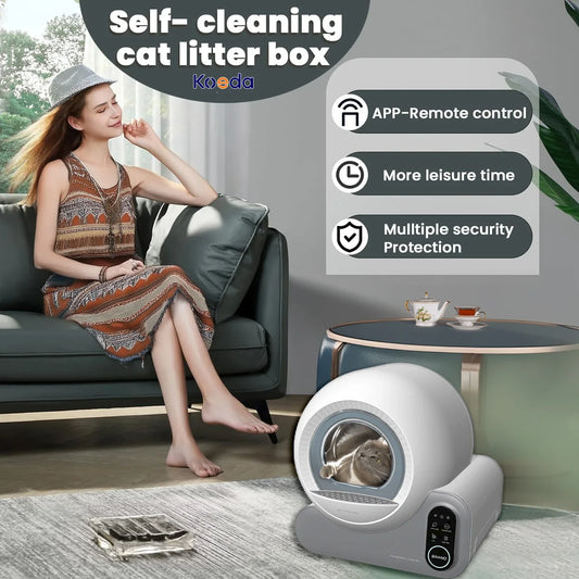 KTX-867859 Smart Cat Litter Box with Automatic Cleaning and Wi-Fi App Control, 70L Capacity